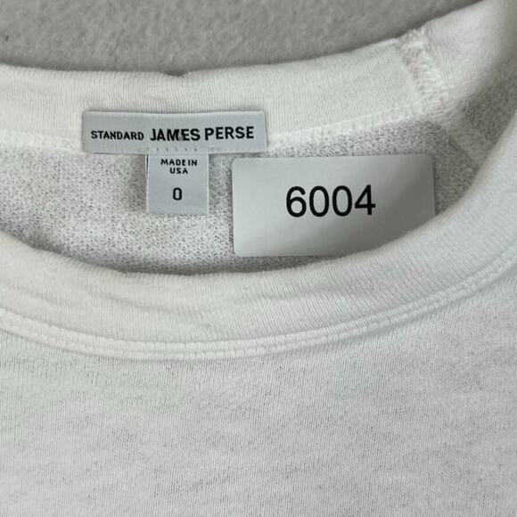 Standard James Perse Womens 0 Supima Cotton White Top Tee Terry Visible Mending - Picture 4 of 8